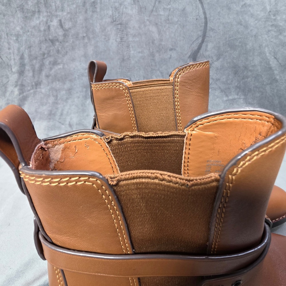 Coach Womens Leather Ankle Boots Brown Buckle Strap Block Heel Size 8 - Picture 13 of 13